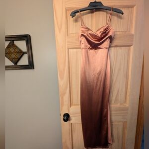 Windsor Strapless Satin Dress in Copper